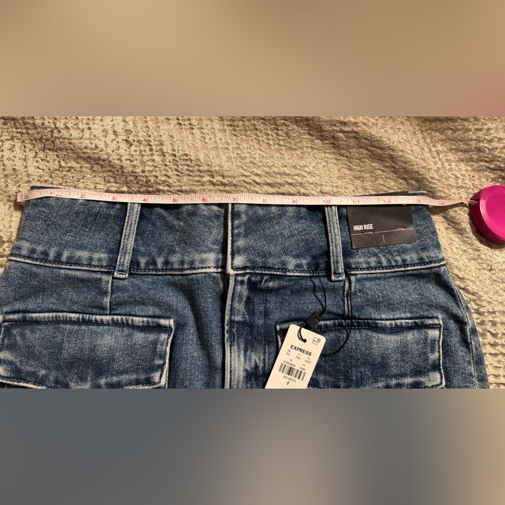 NWT Express High Waisted Utility Mini Denim Skirt Size 0 - Picture 9 of 9